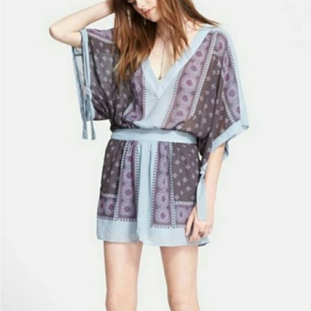 FREE PEOPLE Boho Floral Kimono Tunic Dress S